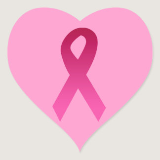 Breast cancer awareness pink ribbon heart sticker