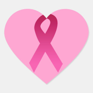 Breast cancer awareness pink ribbon heart sticker