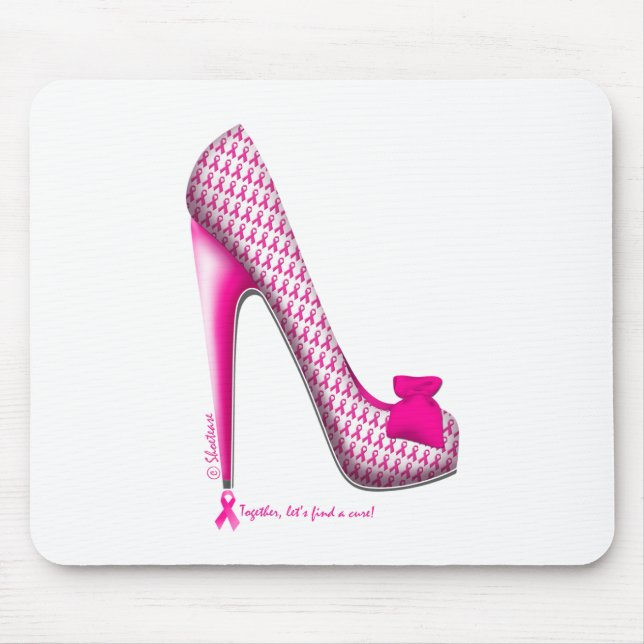 Breast Cancer Awareness Pink Ribbon Heel Mouse Pad (Front)