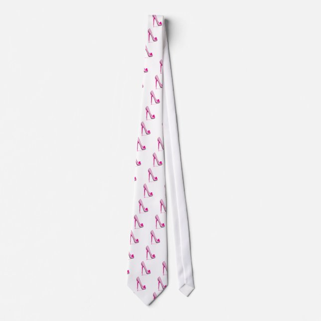 Breast Cancer Awareness Pink Ribbon Heel Neck Tie (Front)