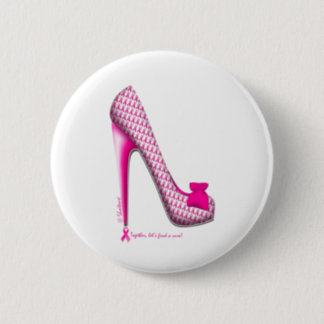 Breast Cancer Awareness Pink Ribbon Heel Pinback Button