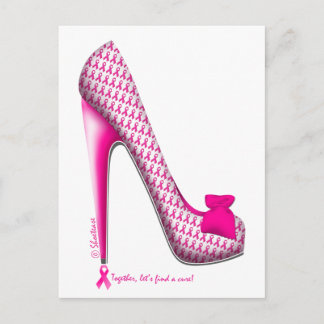 Breast Cancer Awareness Pink Ribbon Heel Postcard