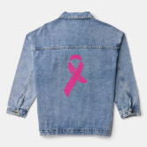 Breast Cancer Awareness Pink Ribbon Pattern Denim Jacket | Zazzle
