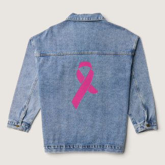 Breast Cancer Awareness Pink Ribbon I Wear Pink Denim Jacket