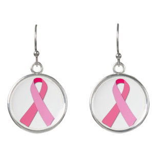 Breast Cancer Awareness Pink Ribbon Jewelry Earrings