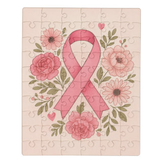 Breast Cancer Awareness Pink Ribbon Jigsaw Puzzle