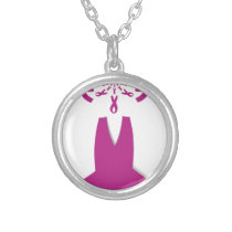 Breast Cancer Awareness: Pink Ribbon Kaleidoscope  Silver Plated Necklace