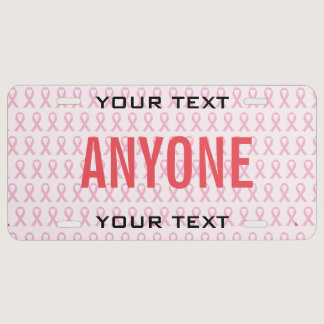 Breast Cancer awareness Pink Ribbon License Plate