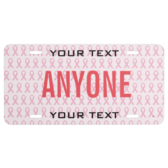 Breast Cancer Awareness Pink Ribbon Black 6"x12" License Plate Sign 