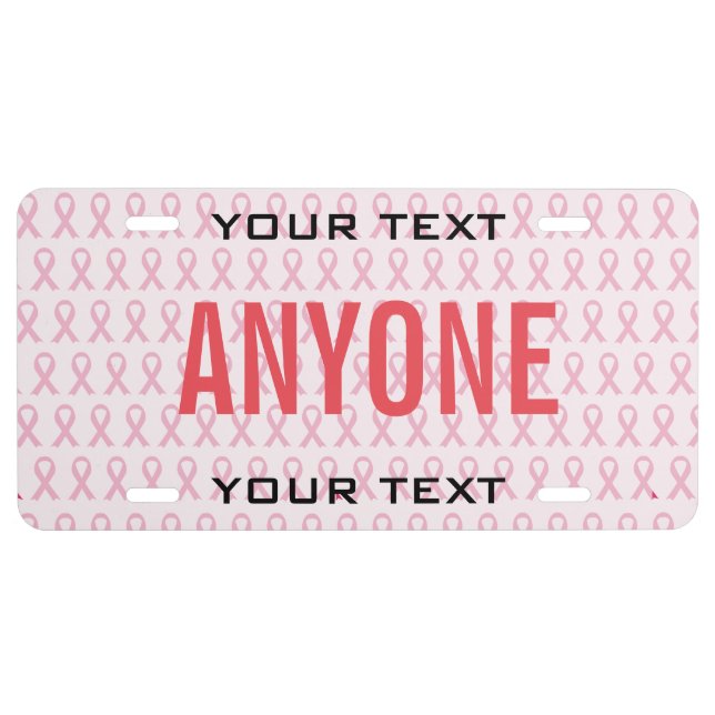 Breast Cancer awareness Pink Ribbon License Plate (Front)