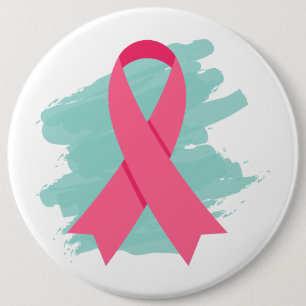Breast Cancer Awareness Pink Ribbon Logo Button