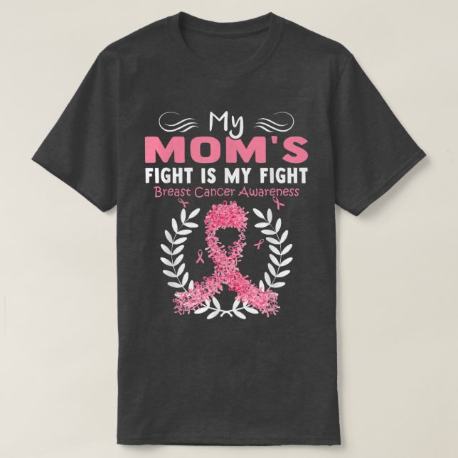 Breast Cancer Awareness Pink Ribbon Mom Daughter W T-Shirt (Design Front)