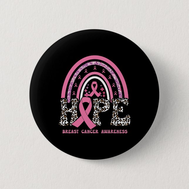 Breast Cancer Awareness Pink Ribbon Month Support  Button (Front)