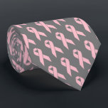 Breast Cancer Awareness Pink Ribbon Neck Tie<br><div class="desc">Breast Cancer Awareness Pink Ribbon necktie on a Gray background.</div>