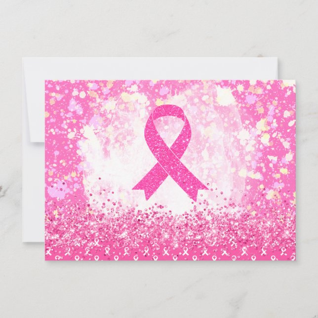 Breast Cancer Awareness Pink Ribbon  Note Card (Front)