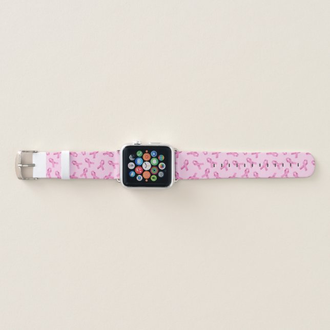Breast Cancer Awareness Pink Ribbon Pattern Apple Watch Band (Front)