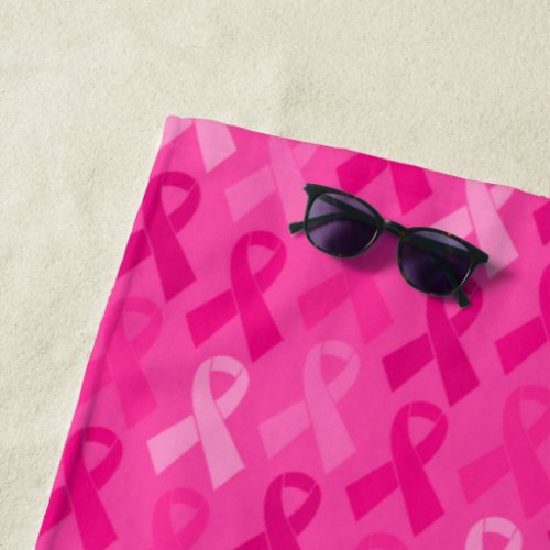 Breast Cancer Awareness Pink Ribbon Pattern Beach Towel