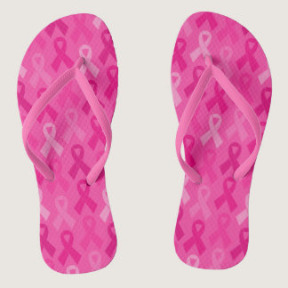 Breast Cancer Awareness Pink Ribbon Pattern Flip Flops