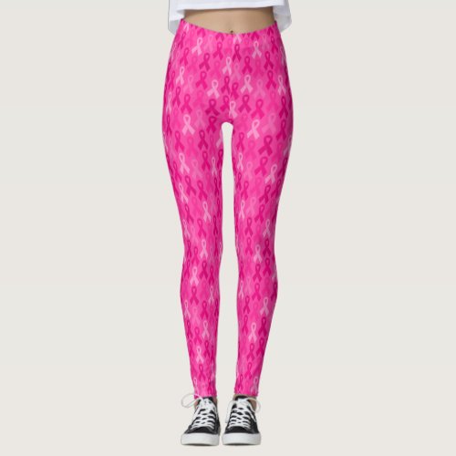 Breast Cancer Awareness Pink Ribbon Pattern Leggings