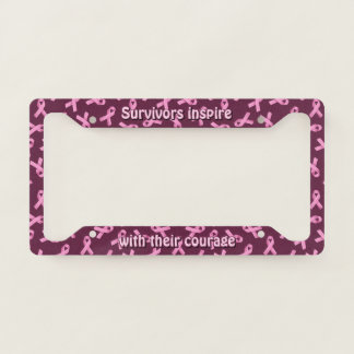 Breast Cancer Awareness Pink Ribbon Pattern License Plate Frame