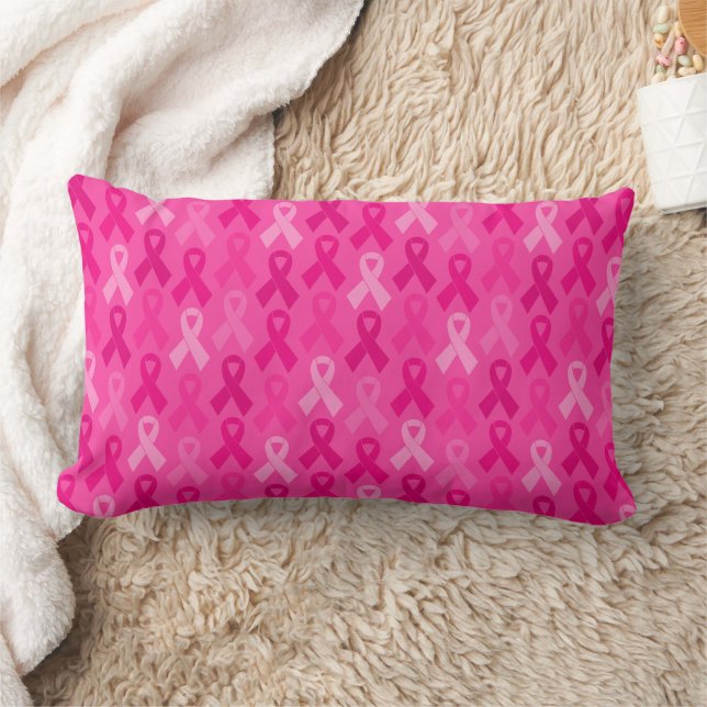 Breast Cancer Awareness Pink Ribbon Pattern Lumbar Pillow (Blanket)