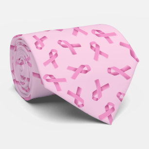 Breast Cancer Awareness Pink Ribbon Pattern Neck Tie