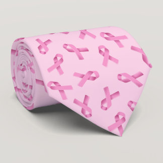 Breast Cancer Awareness Pink Ribbon Pattern Neck Tie