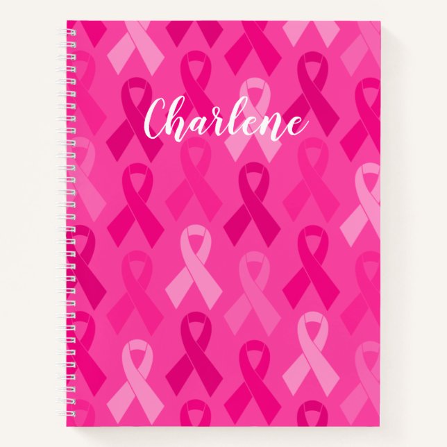 Breast Cancer Awareness Pink Ribbon Pattern Notebook (Front)