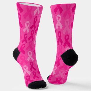 Breast Cancer Awareness Pink Ribbon Pattern Socks