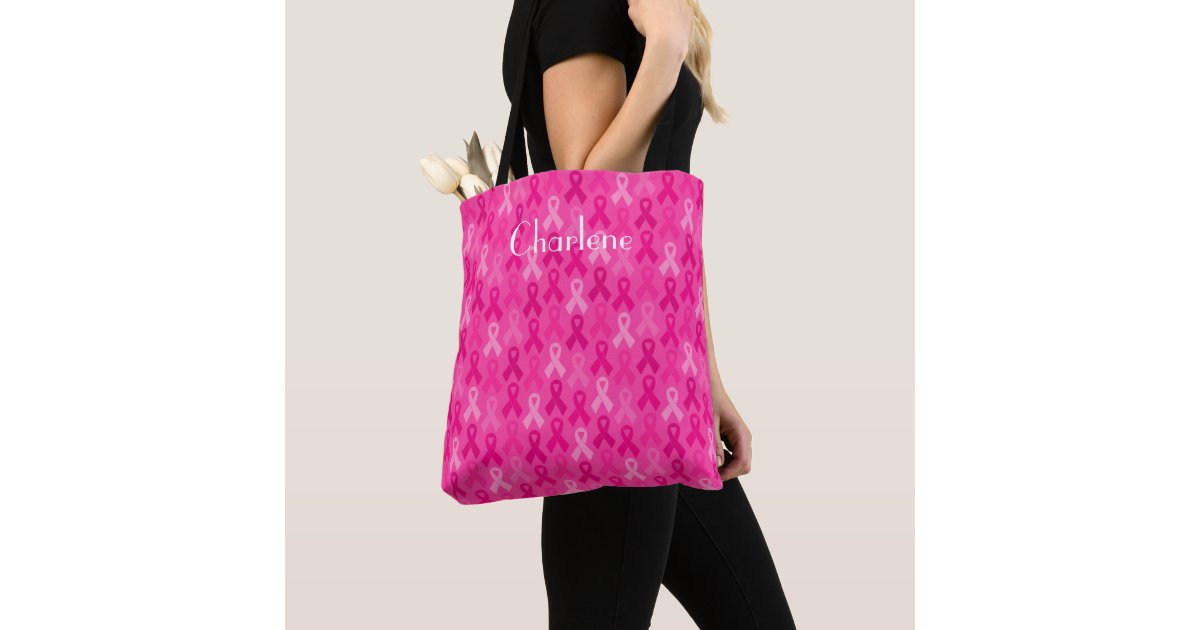 Breast Cancer Awareness Pink Ribbon Pattern Tote Bag Zazzle 