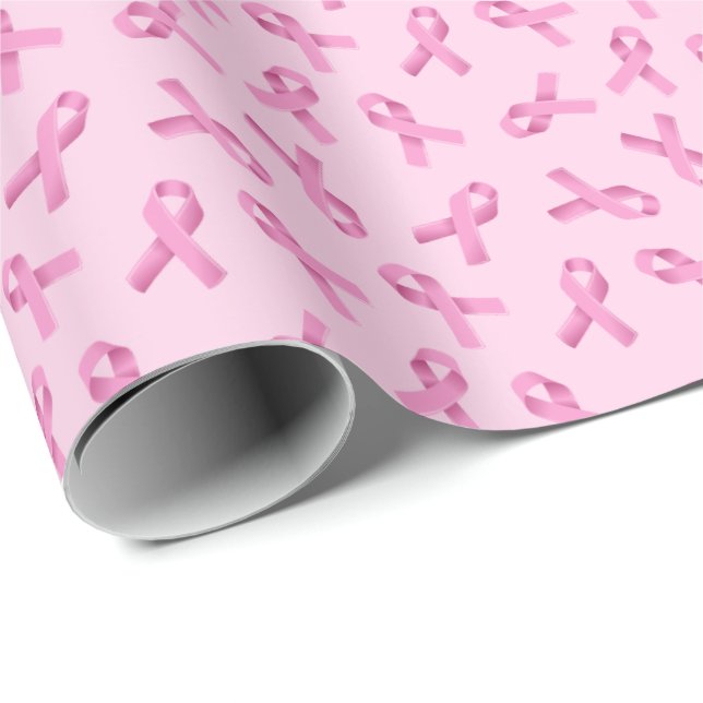 Breast Cancer Awareness Pink Ribbon Pattern Wrapping Paper (Roll Corner)