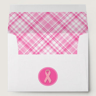 Breast Cancer Awareness Pink Ribbon Plaid Envelope