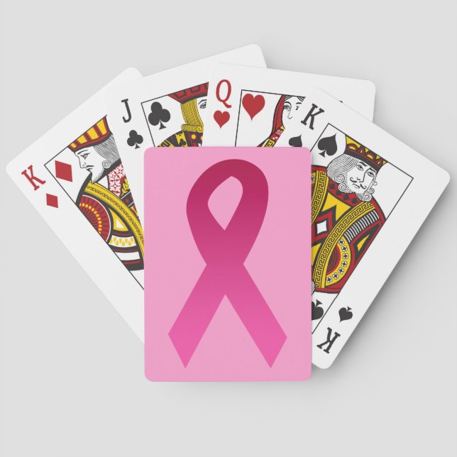 Breast cancer awareness pink ribbon poker cards (Back)