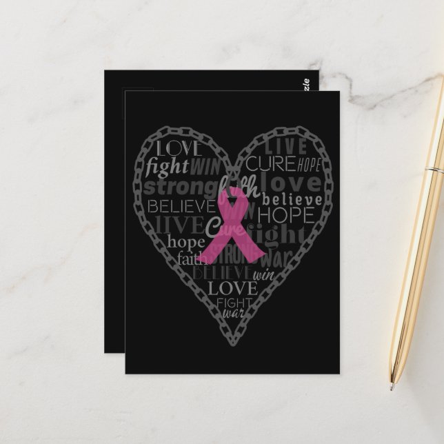 Breast cancer,awareness,pink ribbon postcard (Front/Back In Situ)