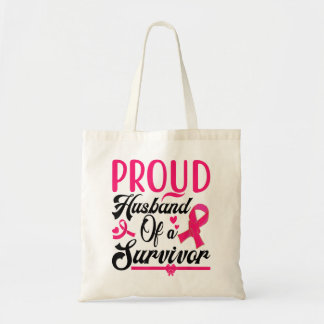 Breast Cancer Awareness Pink Ribbon Proud Husband  Tote Bag