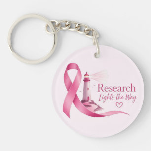 Breast Cancer Awareness Pink Ribbon Research Keychain