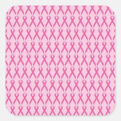 Breast Cancer Awareness Pink Ribbon Square Sticker