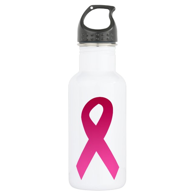 Breast cancer awareness pink ribbon stainless steel water bottle (Front)