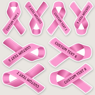 Breast Cancer Awareness Pink Ribbon Sticker Set