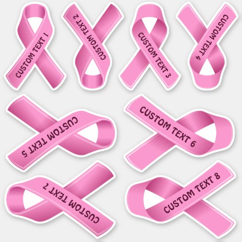 Breast Cancer Awareness Pink Ribbon Sticker Set