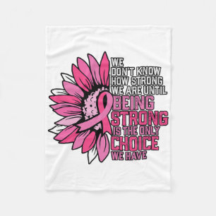 Breast Cancer Awareness Pink Ribbon Sunflower  Fleece Blanket