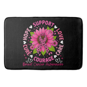 Breast Cancer Awareness Pink Ribbon Sunflower Hope Bath Mat