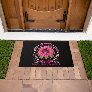 Breast Cancer Awareness Pink Ribbon Sunflower Hope Doormat