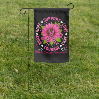 Breast Cancer Awareness Pink Ribbon Sunflower Hope Garden Flag