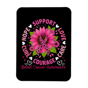 Breast Cancer Awareness Pink Ribbon Sunflower Hope Magnet