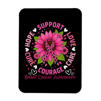 Breast Cancer Awareness Pink Ribbon Sunflower Hope Magnet