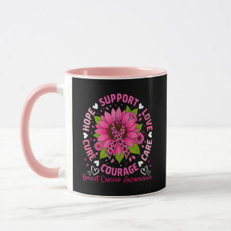Breast Cancer Awareness Pink Ribbon Sunflower Hope Mug