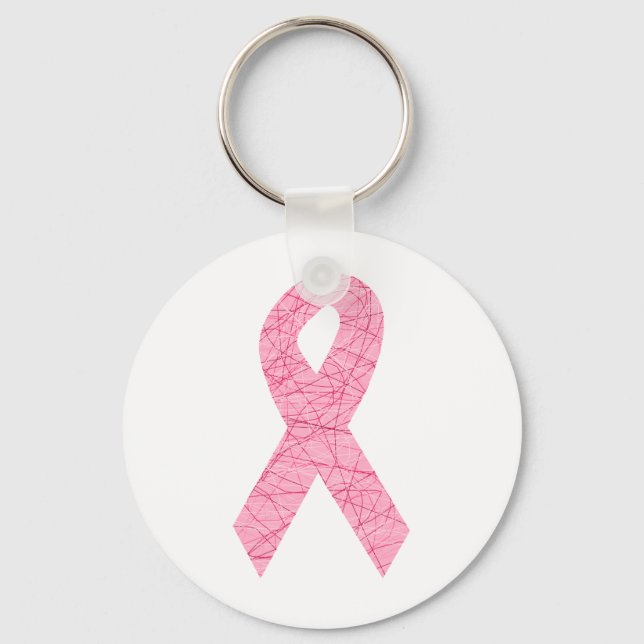 Breast Cancer Awareness Pink Ribbon support gifts Keychain (Front)