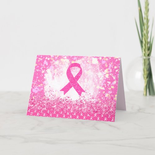 Breast Cancer Awareness Pink Ribbon Thank You Card