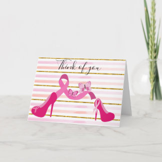 Breast Cancer Awareness Pink Ribbon think of you  Card